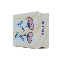 Carimbo de Madeira Artesanal - Flores Vermelhas - Cod.RI-156 - Rizzo - 1 unidade - Rizzo