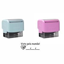 Carimbo VISTO PELA MAMÃE com CAMPO DE DATA 14x38mm