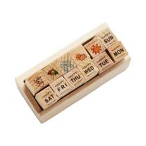 Carimbos De Borracha De Madeira Retrô Com Desenhos Animados, 12 Peças/Conjunto, Tema Viagem E