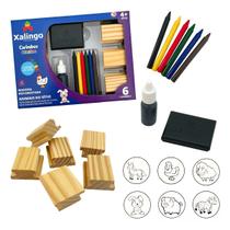 Carimbos Educativos Animais do Sitio Brinquedo Educativo Madeira - Xalingo - 4 anos