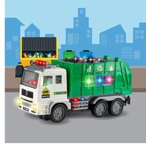 Carinho Caminhão Coletor de Lixo ecológico Sensor Bate e Volta Com Luzes Em 4D - Fun Game