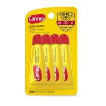 Carmex Lip Balm Clássico protege e hidrata 10g cada kit c/4