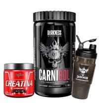 Carnibol - 900g Darkness - Blueberry +Creatina hardcore 300g integralmedica+Coqueteleira 700ML