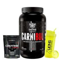 Carnibol - 907g - Darkness +Creatina - Creatine Monohidratada 300g Refil+Coqueteleira 700 ML