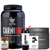 Carnibol - 907g - Darkness+Creatina MonoHidratada 300g - Max Titanium+Vitamina B12 60 caps Nutrify+Coqueteleira 700 ML