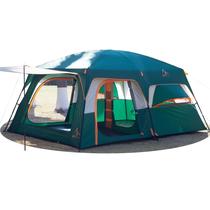 Carpa KTT Extra Grande para 12 Personas, 2 Habitaciones, 3 Puertas, 3 Ventanas, Verde