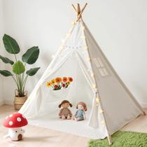 Carpa Tipi Pajarita con Luces Estrelladas, Alfombra y Bolsillos Carpa Tipi Pajarita con Luces Estrelladas, Alfombra y Bolsillos