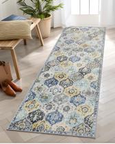 Carpet Runner Lahome Moroccan Lavável 75x240cm Amarelo/Aqua