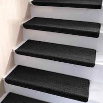 Carpet Stair Treads Brakki 75x24x4 cm, antiderrapante, preto, 14 unidades Carpet Stair Treads Brakki 75x24x4 cm, antiderrapante, preto, 14 unidades