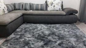 Carpete Peludo Cinza Mesclado Para Sala e Quarto 100x140 Decoração