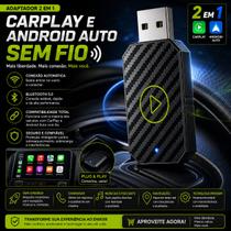 Carplay e Android Auto Sem Fio Bluetooth Usb Plug & Play Conexão Automatica Compativel Android iOS Carplay e Android Auto Sem Fio Bluetooth Usb Plug & Play Conexão Automatica Compativel Android iOS