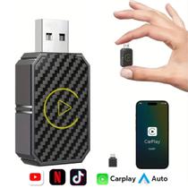 Carplay e Android Auto Sem Fio Bluetooth Usb Plug & Play Conexão Automatica Compativel Android iOS