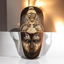 Carranca Madeira de Bali Máscara Africana 30cm - Decoração e Proteção Espiritual
