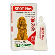 Carrapaticida e Pulgicida Com Ação Repelente Spot Plus 3ml para Cães de 10 a 20kg - Biofarm Carrapaticida e Pulgicida Com Ação Repelente Spot Plus 3ml para Cães de 10 a 20kg - Biofarm