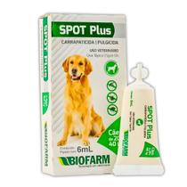 Carrapaticida e Pulgicida Com Ação Repelente Spot Plus 6ml para Cães de 20 a 40kg - Biofarm Carrapaticida e Pulgicida Com Ação Repelente Spot Plus 6ml para Cães de 20 a 40kg - Biofarm