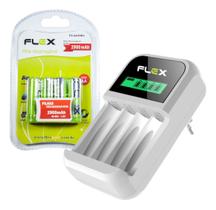 Carregador 110/220 Automático com Display Acompanha 4 Pilhas AA 2900 mah Recarregáveis