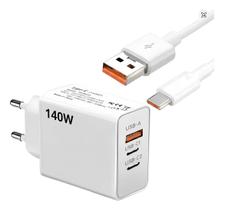 Carregador 140W Turbo 3 Portas Bivolt + Cabo Tipo C. Compatível com Samsung, Xiaomi, Redmi, Poco, Motorola, LG, Huawei, Carregador 140W Turbo 3 Portas Bivolt + Cabo Tipo C. Compatível com Samsung, Xiaomi, Redmi, Poco, Motorola, LG, Huawei,