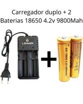 Carregador + 2 Baterias 18650 4.2v 9800mah T9 P90 P50 X900 - Enviamos no mesmo dia