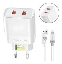 Carregador 2 Portas Usb 5.1a Rápido Compativel Iphone Com Cabo 1 Metro Lr24 - h'maston