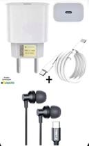 Carregador 20W TURBO + Fone de Ouvido Tipo-C Compatível Xiaomi Note 13C, 14C, Note 13, Redmi 12