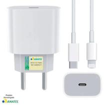 Carregador 20W Turbo Fonte USB-C + Cabo 1M Compatível Iphone 7,8, X, XR 11 12 13 Mini Pro Max - Hrebos