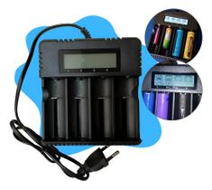 Carregador 4 Portas Para Bateria 18650 26650 14500 16340 Com Visor LCD - Envio Rápido