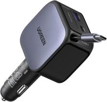 Carregador 60W Para Carro Cabo Integrado Usb C Retrátil 3Em1 Carregador 60W Para Carro Cabo Integrado Usb C Retrátil 3Em1