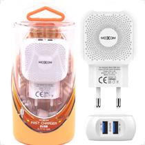 Carregador Adaptador Turbo de Parede Para Celular Com 2 Saidas Usb 2.4a Com Cabo Moxom Kh-44 Carregador Adaptador Turbo de Parede Para Celular Com 2 Saidas Usb 2.4a Com Cabo Moxom Kh-44