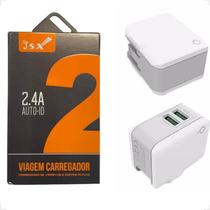 Carregador Adaptador Universal Duplo Rápido De Viagem Com 2 Saida Usb 2.4 A Para Celular JSX-A2203