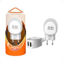Carregador Adaptador Universal Turbo de Parede Para Celular Com 2 Saida Usb 2.4a + Cabo Moxom Kh-46