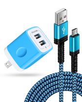 Carregador AILKIN Adaptador de Parede Dual USB com Cabo Micro USB Trançado de 1,8m