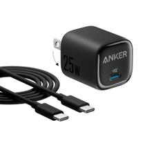 Carregador Anker 25W USB C compacto e dobrável preto