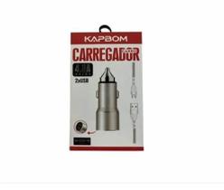 Carregador automotivo- Cabo Carregador Para Carro 4.8a Turbo 2usb Kapbom