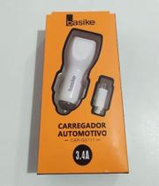 Carregador Automotivo Original Basike 2 Saídas USB 3.4A com cabo incluso