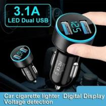 Carregador Automotivo Voltímetro Digital 3.1a 2 Usb Isqueiro Veicular