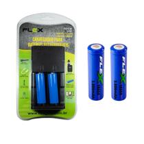 Carregador Bateria Lanterna 18650 + 4 Baterias 18650 Flex