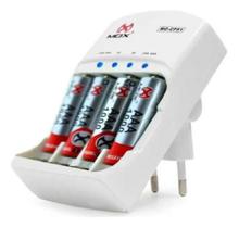 Carregador Bateria Mox MO-CP52 c/4 AAA 1000mAh + 4 Pilhas