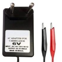 Carregador Bivolt De Bateria 6v Volts 800mah Garra Jacaré Carregador Bivolt De Bateria 6v Volts 800mah Garra Jacaré