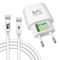 Carregador Bivolt Tipo C Fonte Com Cabo de Dados Tipo C