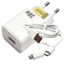 Carregador Carregamento Rápido Para Galaxy F04, F12, F23, F42 5v=3.1A 30w Type-C e Micro-USB LE296V Carregador Carregamento Rápido Para Galaxy F04, F12, F23, F42 5v=3.1A 30w Type-C e Micro-USB LE296V