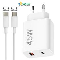 Carregador Celular 45w Turbo Power Usb A + Usb-c Com Tipo C com Anatel