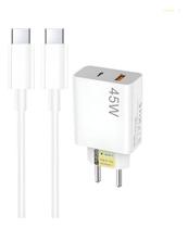 Carregador Celular 45w Turbo Power Usb A + Usb-c Com Tipo C Carregador Celular 45w Turbo Power Usb A + Usb-c Com Tipo C