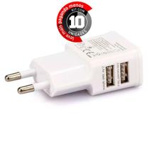 Carregador Celular Com 2 Entradas Usb - Branco - Kit Com 10