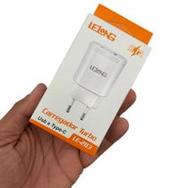 Carregador Celular Lelong Tomada Plug Adaptador Fonte Usb e Tipo C 5.1a 10W turbo Universal Todas as Marcas de Celulares