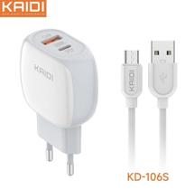 Carregador Celular Turbo PD+QC 3.0 20W com Cabo Usb Micro Usb V8 kd-106s Kaid Carregador Celular Turbo PD+QC 3.0 20W com Cabo Usb Micro Usb V8 kd-106s Kaid