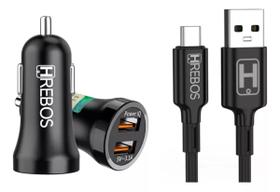 Carregador Celular Veicular Turbo 38w Saída Usb C Cabo Carregador Celular Veicular Turbo 38w Saída Usb C Cabo