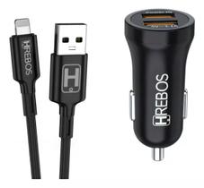 Carregador Celular Veicular Turbo 38w Saída Usb Iphone Cabo