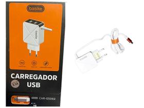 Carregador Com 2 Usb 3.1a V8 Rápido Basike Anatel G5062