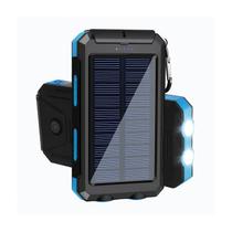 Carregador com Painel Solar Portátil Azul Power Bank 10.000 mAh Usb Tipo C Lanterna LED dupla integrada com 03 Modos Carregador com Painel Solar Portátil Azul Power Bank 10.000 mAh Usb Tipo C Lanterna LED dupla integrada com 03 Modos