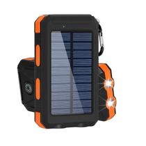 Carregador com Painel Solar Portátil Laranja Power Bank 10.000 mAh Usb Tipo C Lanterna LED dupla integrada com 03 Modos Carregador com Painel Solar Portátil Laranja Power Bank 10.000 mAh Usb Tipo C Lanterna LED dupla integrada com 03 Modos